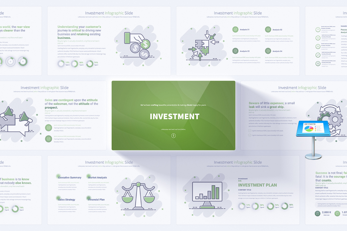 Investment Strategy Keynote Infographics - Essential Slides for Financial Presentations
